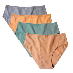 Sentexin 4 Pack Womens Cotton Panties Mid-high Waisted Underwear Plus Size Female Briefs Breathable Ladies Lingerie M-XXL