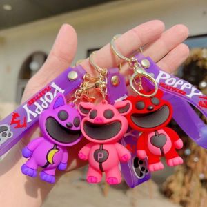 Game Smiling Critters Keychain Cartoon Hopscotch Catnap Bearhug Key Chain for Men Women Backpack Pendant Keychain Gift