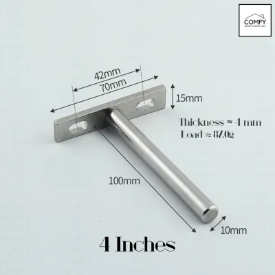 (1PC) 3/4/5 Inches Invisible Shelf Support Bracket T-Shaped HEAVY DUTY Round Concealed Wall Metal