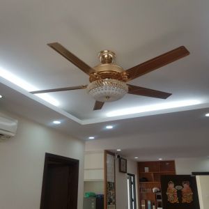 {BH 5 năm Động cơ DC 6 cấp độ gió} Quạt Trần Đèn 5 Cánh Tự Động chế độ đảo chiều hút ẩm Đèn Led 50W -3 màu AS GER94