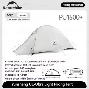 Tenda Naturehike Cloud Up UL 15D CNK2450WS017 Tenda Camping 2P 1P Ultralight Double Layer 2 Orang 1 Orang Frame Alloy