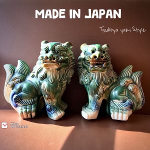 [Hàng Hiếm Japan Limited] 01 Cặp Lân To Phong Cách Cổ Tsuboya Yaki Lam Thanh 21x19cm