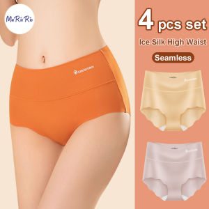 SG InStock Ice Silk High Waist Seamless Ice Silk 4 Pcs Set.cotton Modal Ice Silk Panties Underpants.mlc04