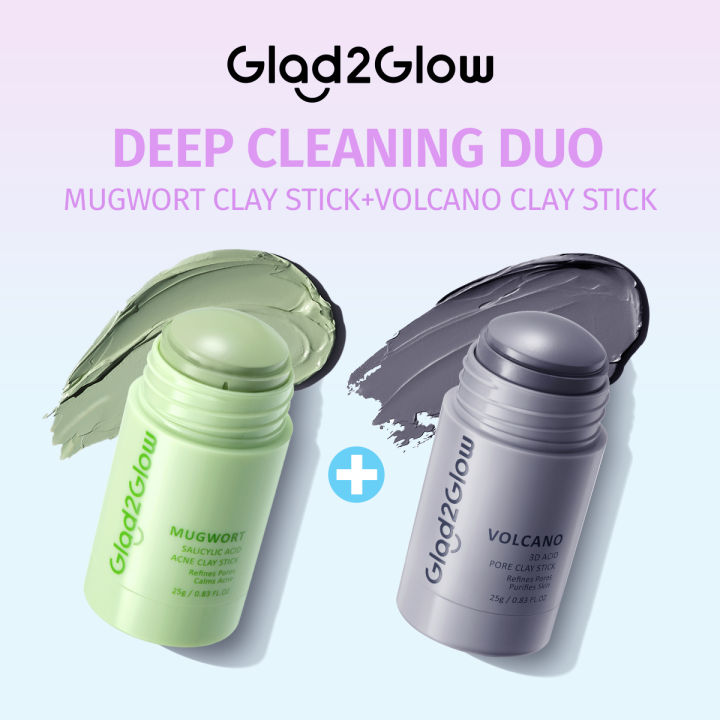 Glad2Glow Deep Cleanser Duo 2pcs Masker Glad2Glow Salicylic Acid Acne