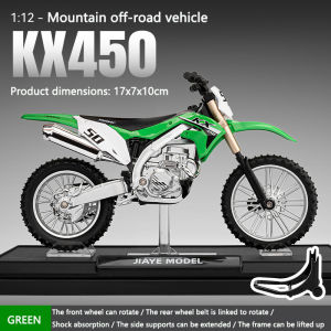 Motorcycle Model Diecast Car Lovers Collection Kids Birthday Gift Metal 1:12 Kawasaki KX-450 Alloy