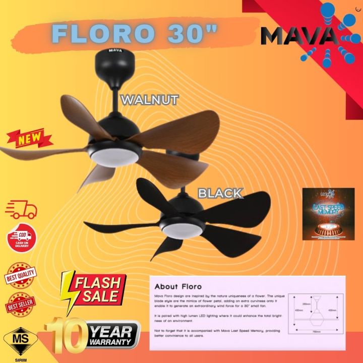 Mava 30” FLORO mini ceiling fan with remote control kipas 30” MINI FAN