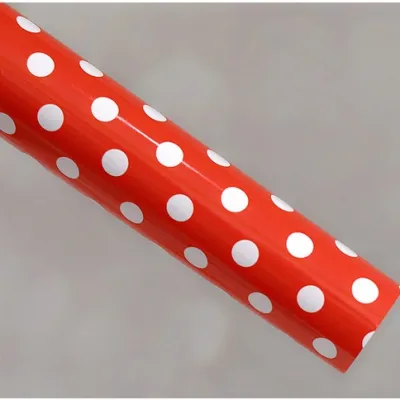 (5pcs) Glossy coated paper red polka dot striped peach heart Bright film wrapping paper
