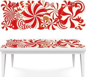 Christmas Table Runner Peppermint Gingerbread Red White Green Plaid Rustic Tablecloth Xmas Candy Cane Table Cover for Dining Home and Kitchen Decorations Winter Holiday Decor 37 x 13.5In