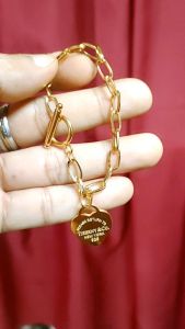Non Tarnish 18K Stainless Gold Hearted Chain Bracelet