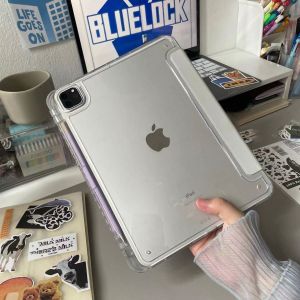 Shockproof Acrylic Hard Case for iPad 10th Gen 2022 Pro 13 12.9 11 10.5 9.7 iPad 10.2 9th 8th 7th Gen Air 11 6th 5 4 3 2 1 Mini 7 2024 6 with Pencil Holder Casing Cover
