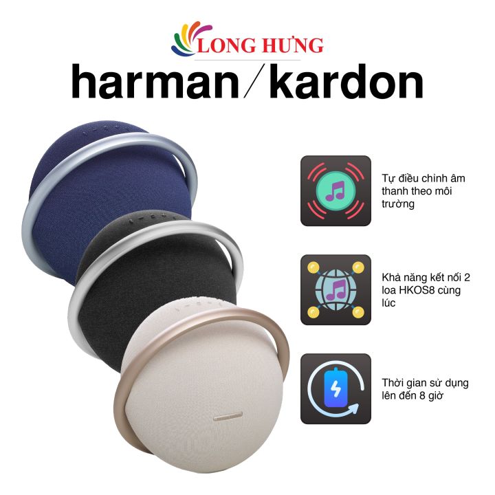 Loa Bluetooth Harman Kardon Onyx Studio 8 HKOS8 - Hàng chính hãng - Thiết kế hiện đại, Bluetooth v5.2, sử dụng đến 8 giờ