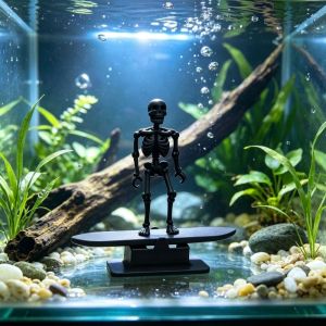 FOUNDTWO In 3D Lướt sóng nhảy múa bộ xương bể cá máy tạo bọt Phát sáng trong bóng tối Sử dụng máy bơm khí Máy tạo bọt có khớp nối di động Sáng tạo Nhựa Ván trượt bể cá vũ điệu đầu lâu bong bóng Tiệc Halloween