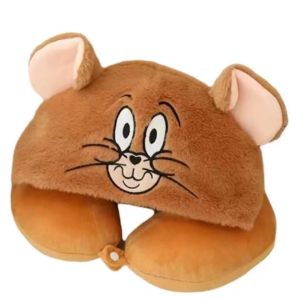 Bantal Leher Karakter Tom & Jerry Hoodie – Sandaran Perjalanan Mobil Bahan Halus & Lembut