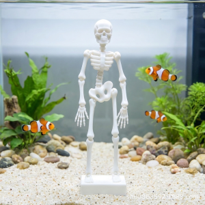 NOVAWEAR Realistic Dancing Skeleton Aquarium Bubbler with Pipe Suction Cup 3D Printed Movable Skeleton Fish Tank Bubbler Funny Skeleton Statue Fish Tank Dance Skull Bubbler Fish Landscaping