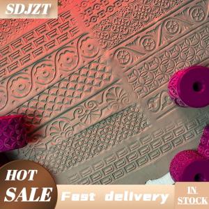 SDJZT Phục Hưng phong cách đất sét tem con lăn gốm kết cấu bánh xe Báo Chí khuôn cho gốm dập nổi nghệ thuật nhà điêu khắc công cụ