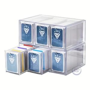 3/6 Drawers Trading Card Storage Clear Stackable Drawers & Dividers Hold 2200+ Cards Organizer for TCG MTG PTCG Sports Cards2026
