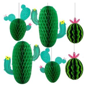 Reusable Paper Cactus Party Decorations 6 Units Cellular Wall Decorations For Holiday Birthday Classroom Parties