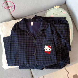 Bộ đồ ngủ dài tay tiểu thư mùa xuân và mùa thu cho nữ phong cách Hàn Quốc dễ thương cao cấp Pj7