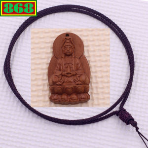 Mặt dây chuyền Quan âm bồ tát 2Q gỗ đào kèm vòng cổ dây dù mặt dây chuyền phong thủy mặt dây chuyền gỗ