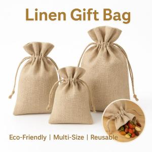 10PCS Linen Gift Bag Jute Bag Drawstring Pouch Plain String Bag Storage Dust Jewelry Organizer Coffee Bag