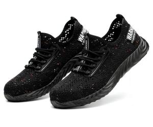 QINHUIZE 2019 New Summer Lightweight Breathable Protective Shoes Mens Steel Toe Caps Anti-smashing Stab Flying Woven Large Net Safety Shoes Steel Toe Work Safety Boots