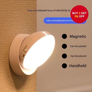 LED night light USB charging motion sensor magnetic suction rotatable induction bedside lamp suitable for four seasons