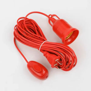 Household Socket With Plug Switch Wire Light Base Red Energy-Saving E27 Screw Socket Lamp Holder