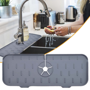 Kitchen Sink Water Splash Guard Silicone Faucet Mat Sink Splashproof Dish Drying Mats Silicone Draining Pad