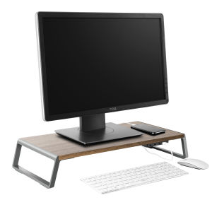 Laptop Stand Riser with 4 USB Ports Wood Top with Aluminium Frame Monitor Stands and Portable Tables