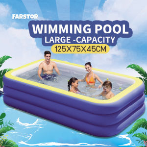 Inflatable Swimming Pool for kids 3 Layers Swimming pool family size 4ft with electric air pump Foldable Thickened