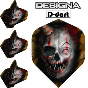 Designa Dart Flights - Standard Extra Strong Horror Show Killer Clown Dart Flights 3pcs/pack (SAYAP ARROW)