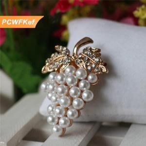 【PCWFKef】 [PDBH Cửa Hàng Thời Trang] Trâm Cài Nho Trâm Cài Ngọc Trai Mạ Vàng Hồng Ghim Cài Khăn Hoa Kim Cương Giả