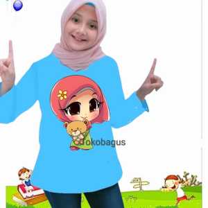 KAOS LENGAN PANJANG ANAK USIA 1-12 TAHUN HIJAB BUNGA DTF PRINTING