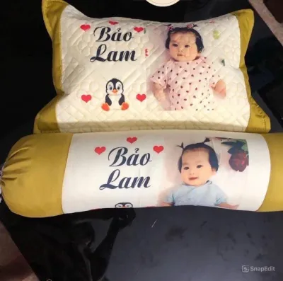 Gối in hình theo yêu cầu cho bé combo gối ôm và gối nằm kích thước 30x45 ruột bông gòn êm