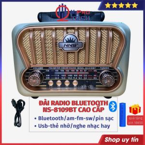 Đài Radio Bluetooth NS8109BT FM-AM-SW Cổ Điển Công Nghệ Nhật Loa Thẻ Nghe Nhạc Pin Sạc - H2Pro Tech