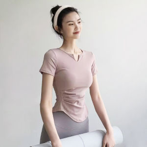 Wanita Olahraga  Baju Pendek Lengan Nylon Kaos Gym T-Shirt  Yoga Fitness Sportwear