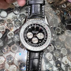 Jam Chrono Pria Aktif Automatic Strap Leather Brown dan Black Jam Tangan Pria Tanpa Baterai Terbaru