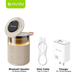 BAVIN BM28 5-in-1 Magnetic Wireless 15W Fast Charging Bluetooth Speaker for PhonesWatch & Earbuds w/FREEBIE 30W Charger