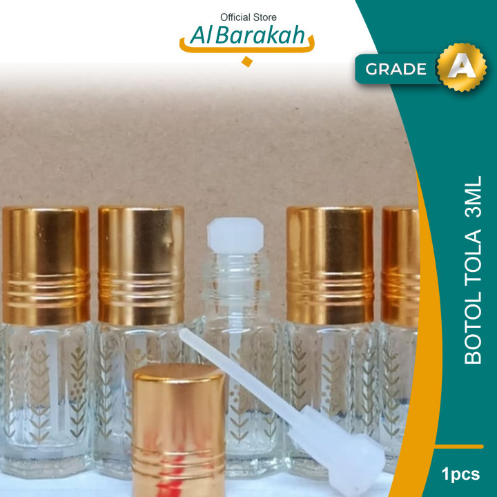 Botol Tola Kosong 3ml Motif Bunga Padi Stik Untuk Misk Thaharah dan ...
