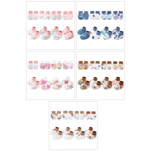 4 Bộ nhẹ nhàng bông găng tay trẻ em chống xước tay bìa với Vớ cho trẻ sơ sinh mềm bé trai bé gái thoáng khí