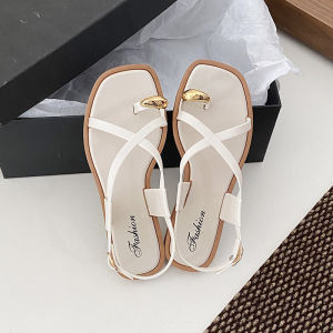 Free Shipping 2026 New Style Slip-On Sandals For Women Summer Outdoor Wear Ins Flat Roman Sandals One-Strap Toe Sandals For Women
