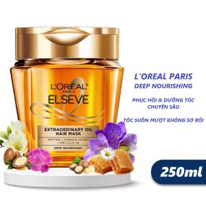 Kem Ủ Chuyên Sâu Loreal Deep Nourshing Gold Peptide 250ml Phục Hồi Hư Tổn Tóc Suôn Mượt Chắc Khoẻ LOreal Paris Elseve Extraodinary Oil Mask 250ml