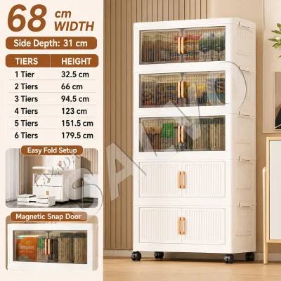 SALVO 35-80cm Foldable Storage Cabinet With Wheels Durabox Plastic Wardrobe Kitchen Cabinet Organizer Cabinet for clothes