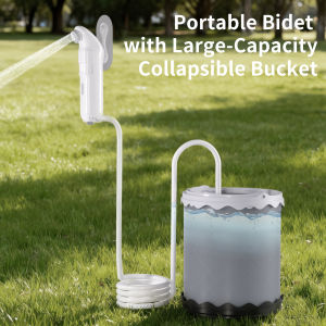 【WATER&PAPER SAVING 】Portable Bidet With 15L Collapsible Bucket for Travel Camping & Home 2 Pressure Modes Rechargeable Bidet for Women& Men Personal Cleaning Toilet Sprayer Xmas Thanksgiving New Years Gift For Family & Friends