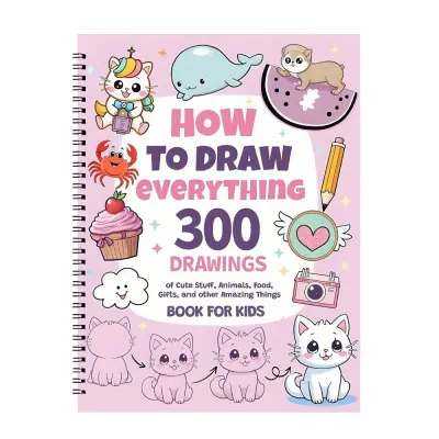 POMELOGBV Easy-to-Follow Kids Painting Learning Book 300 Patterns How To Draw Beginner Grafitti Book Creative Step-By-Step Simple Drawings Book Illustration