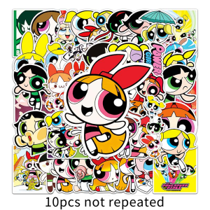 50PCS USA Animation Powerpuff Girls Waterproof Sticker Cartoon DIY Laptop Cute Decorative Sticker