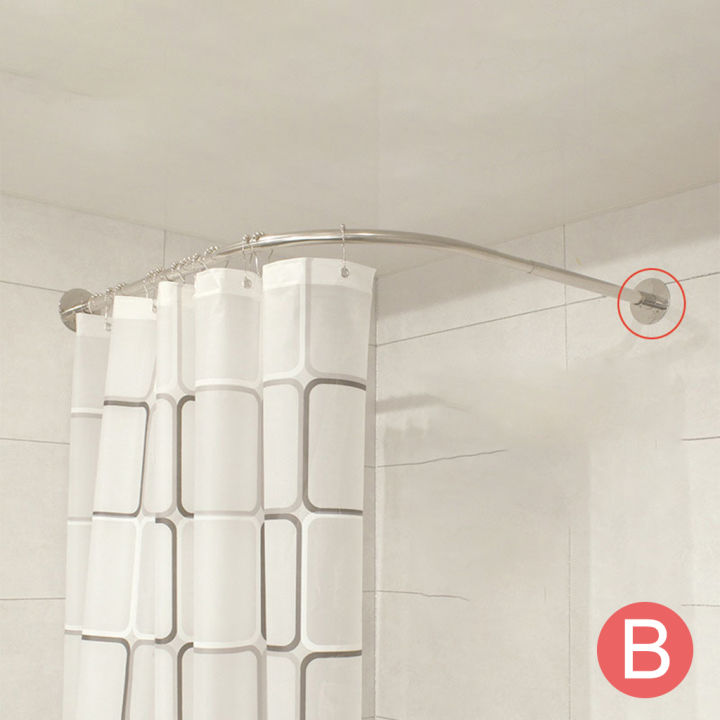 Delicacy Kitchen 304 Stainless L Shaped Corner Shower Curtain Rod Rack ...