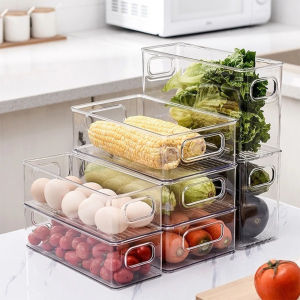 Transparent Refrigerator Storage Boxwith Handle Large Drawer Food Storage Box Acrylic Makeup Organizers