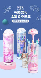 Pencil case large capacity press to open creative quicksand design