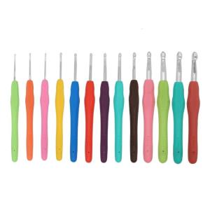 3/13Pcs Silicone Handle Crochet Hook Set Ergonomic Grip Aluminium Crochet Hook for Knitting Crocheting Project
